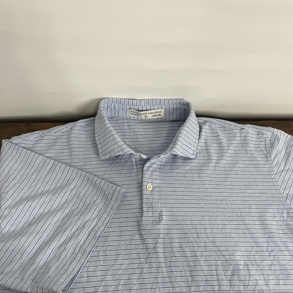Holderness & Bourne Tailored Fit Polo Shirt Mens XL Performance Striped Stretch